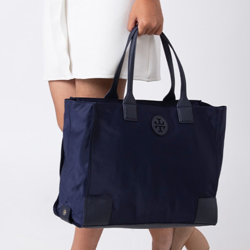 Ella Tote Navy Blue Nylon Shoulder Bag Tory Burch